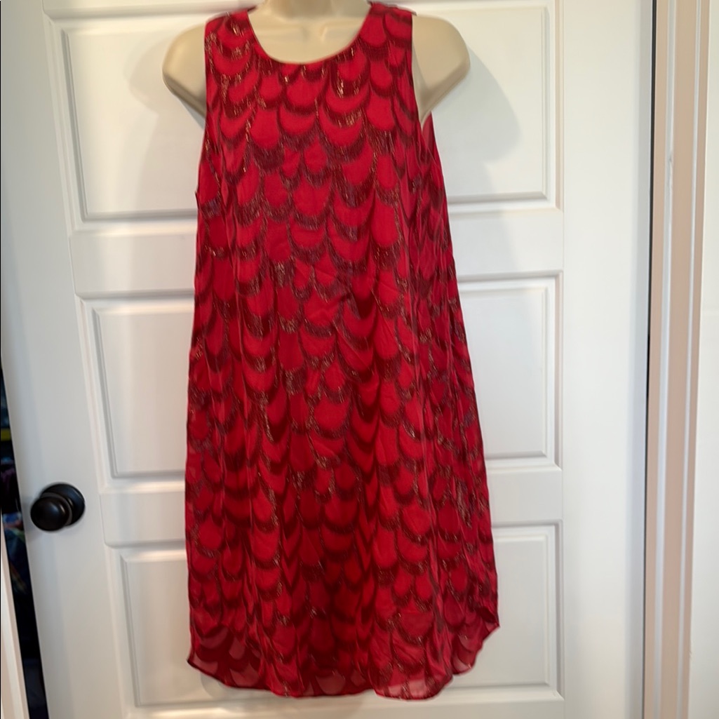Erin Fetherson Azalea Scale Lurex Jacquard Sleeveless Shift Dress 4 Nwt